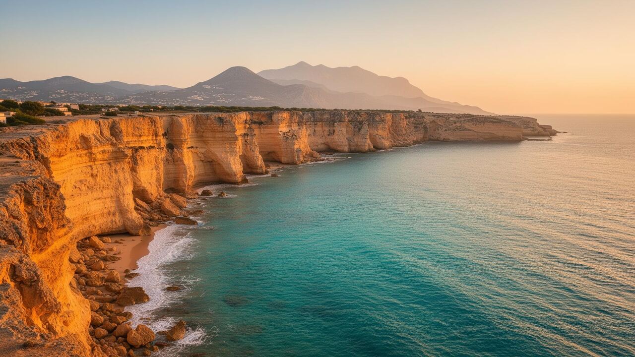 Coastal sunset over a calm sea